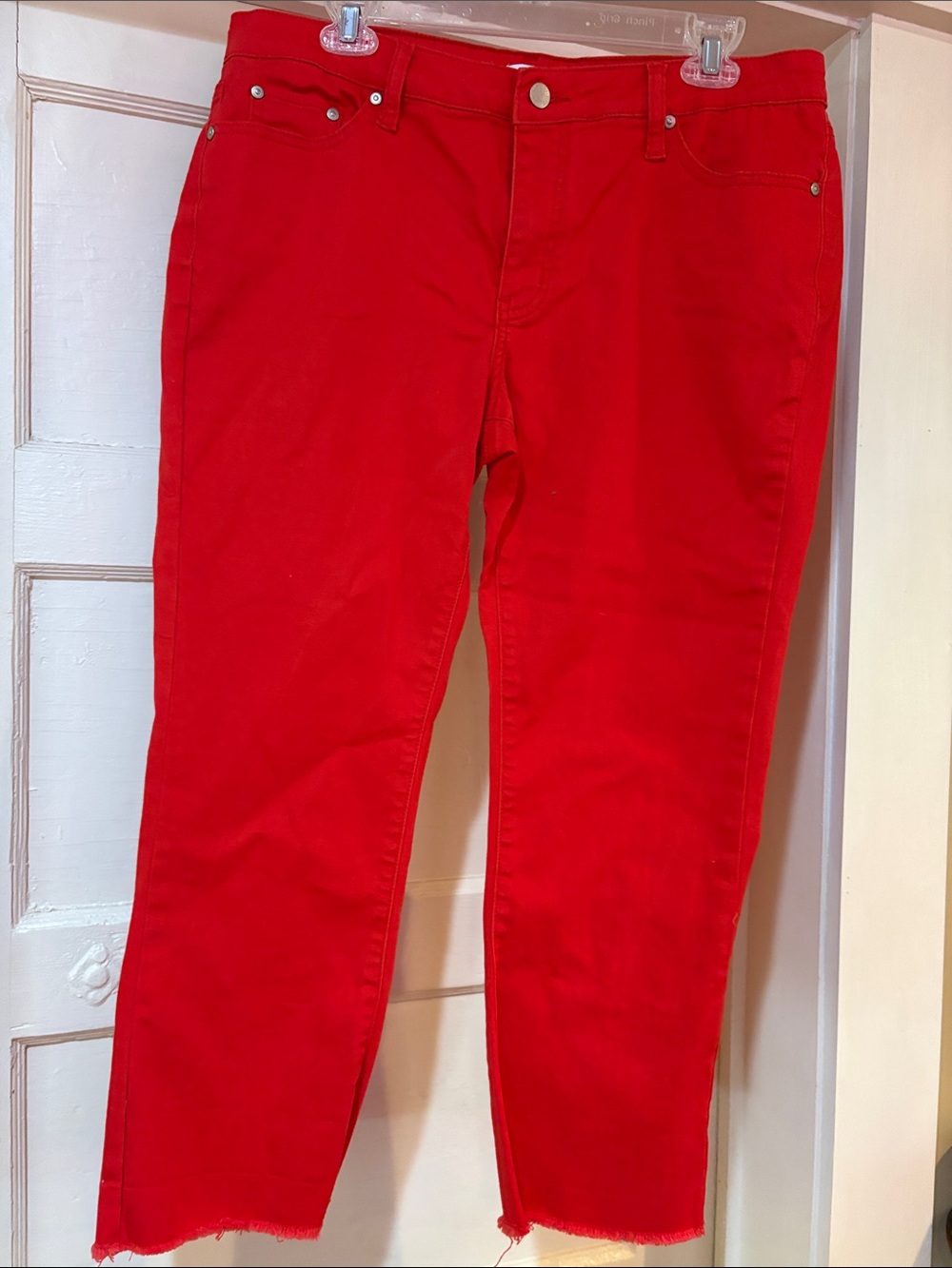 crown & ivy Bright Red Cropped Slim Jeans